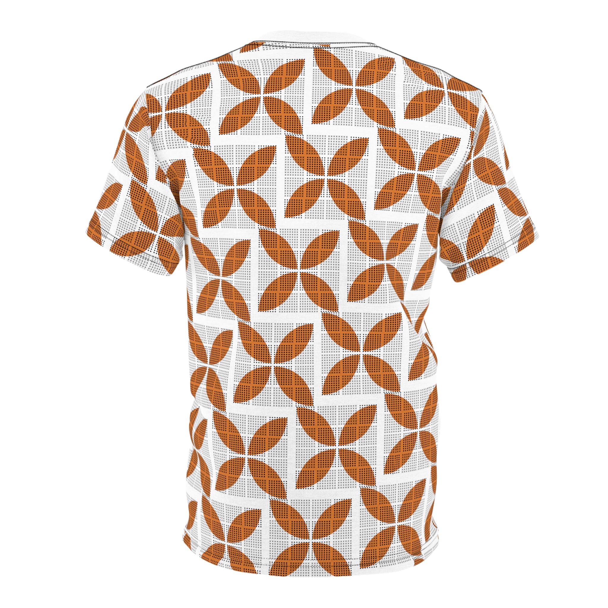 Bold All-Over Print T-Shirt In Orange and checkers - Stand Out in Style - Abstract Shirt, Artsy Tee, Geometric Top, Modern Art, Artistic Gift, Casual Streetwear, Aesthetic Clothing, Men's style