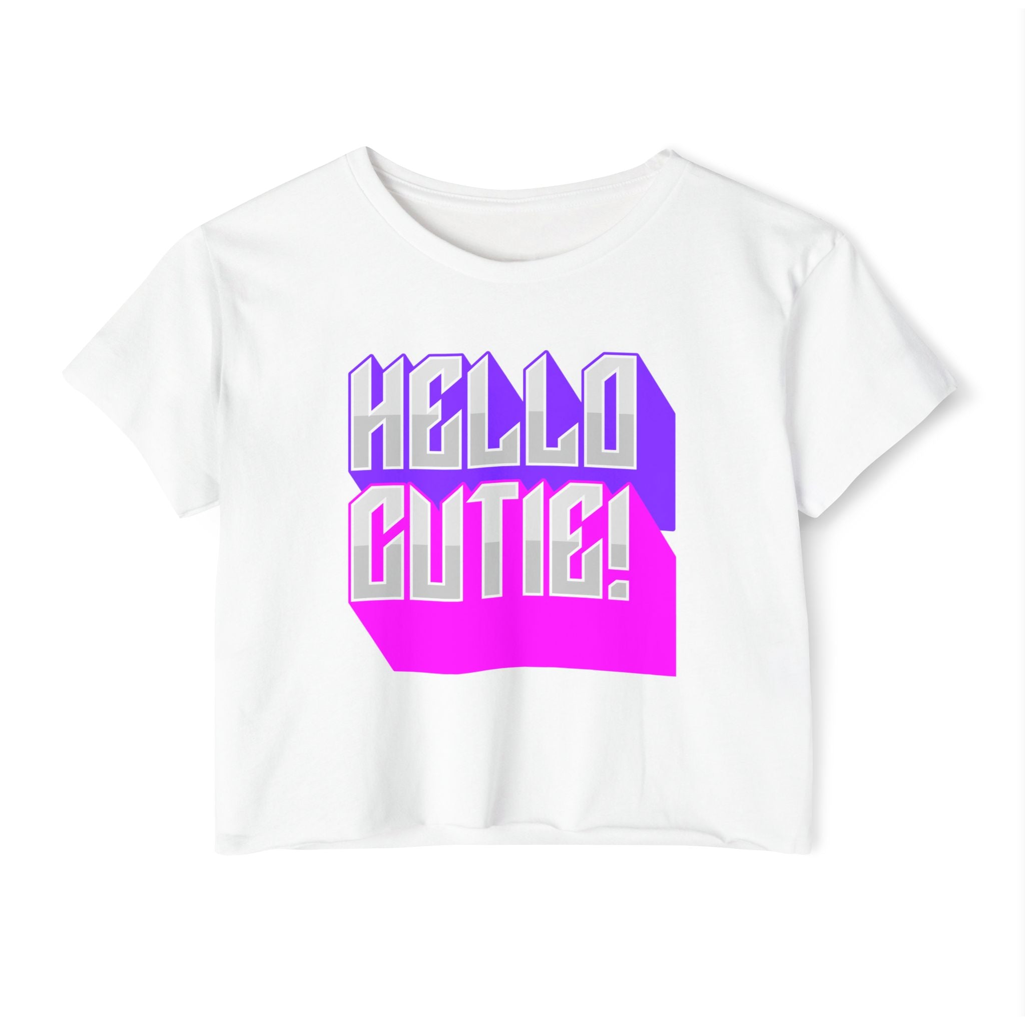 hello cutie, see ya loser, reversable t-shirt, front and back shirt, cute cropped tee, crop top