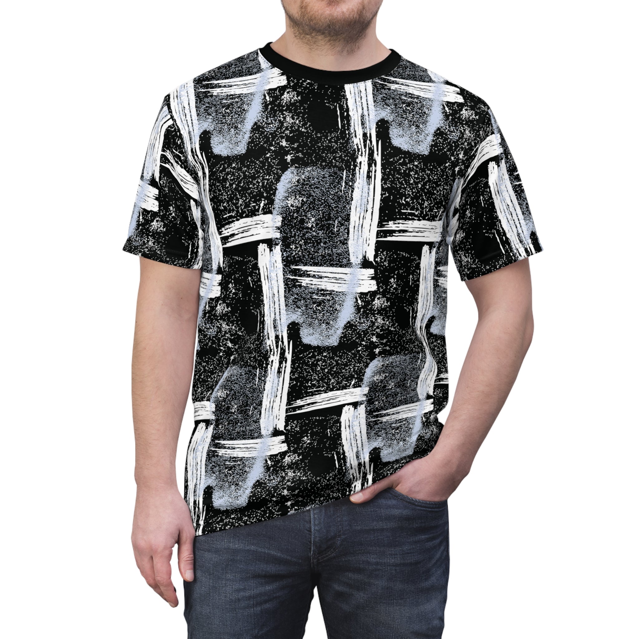 Sweeping Brush Strokes All-Over Print T-Shirt - Abstract Shirt