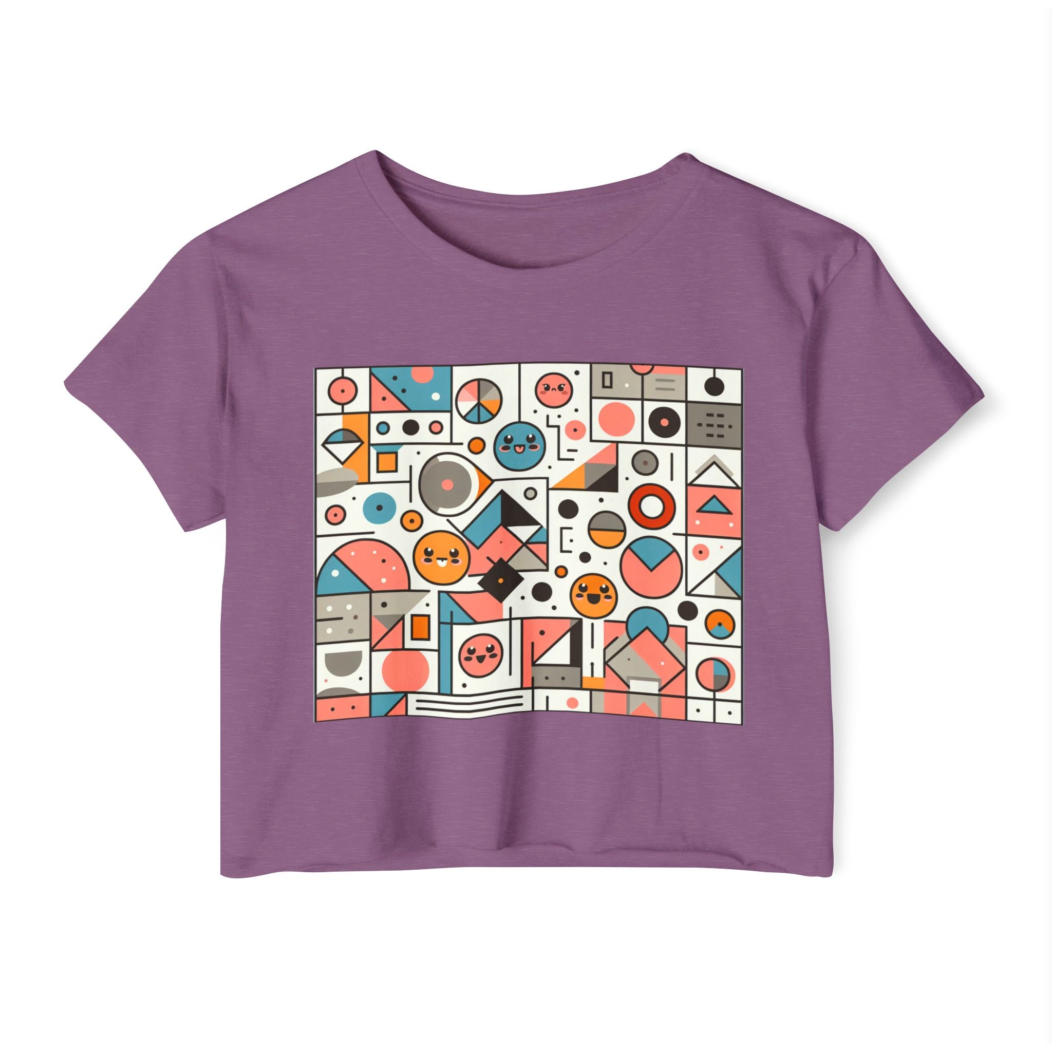 Smily face anime modern art design - Cute crop tee