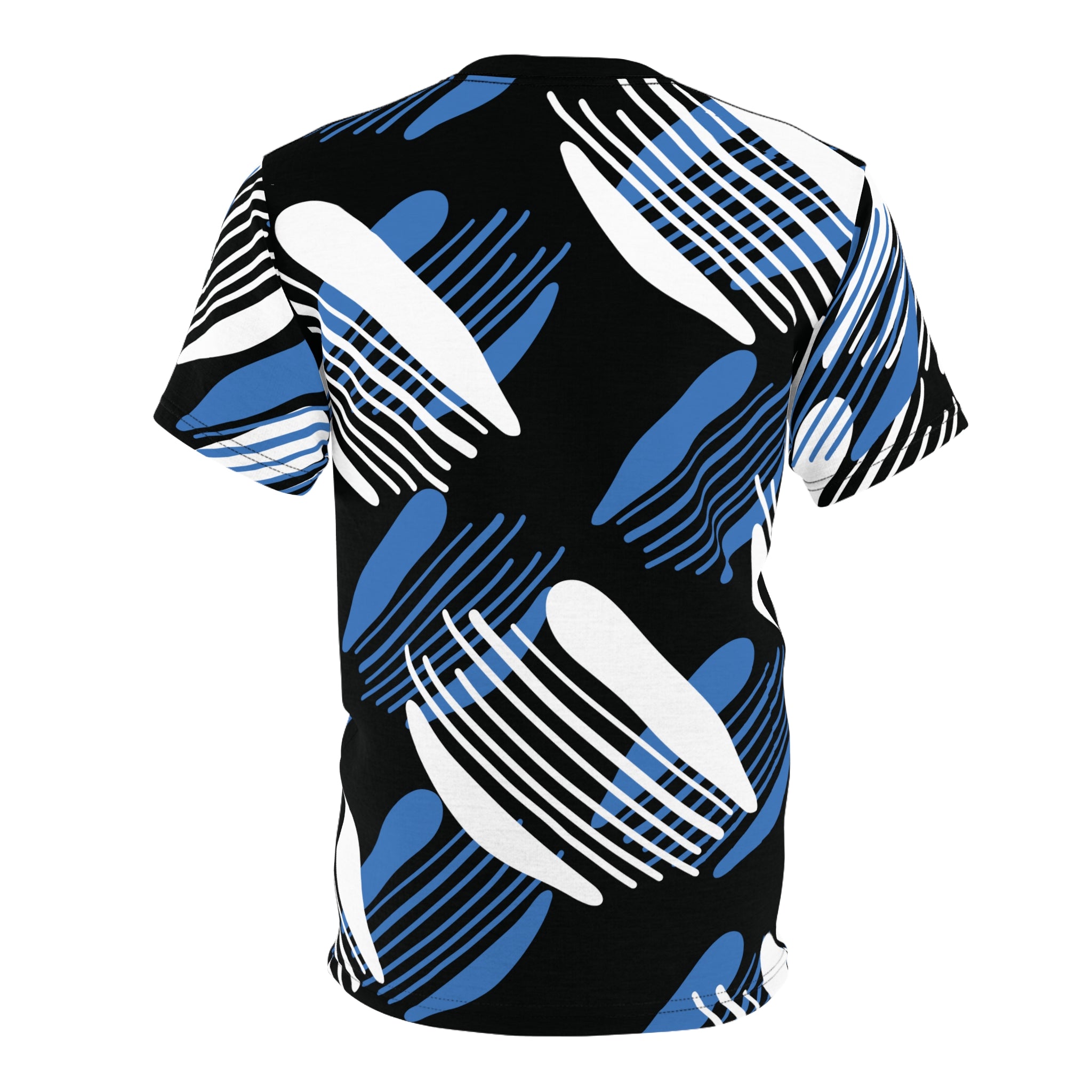 Bold Abstract Shapes All-Over Print T-Shirt in Black, Blue, White