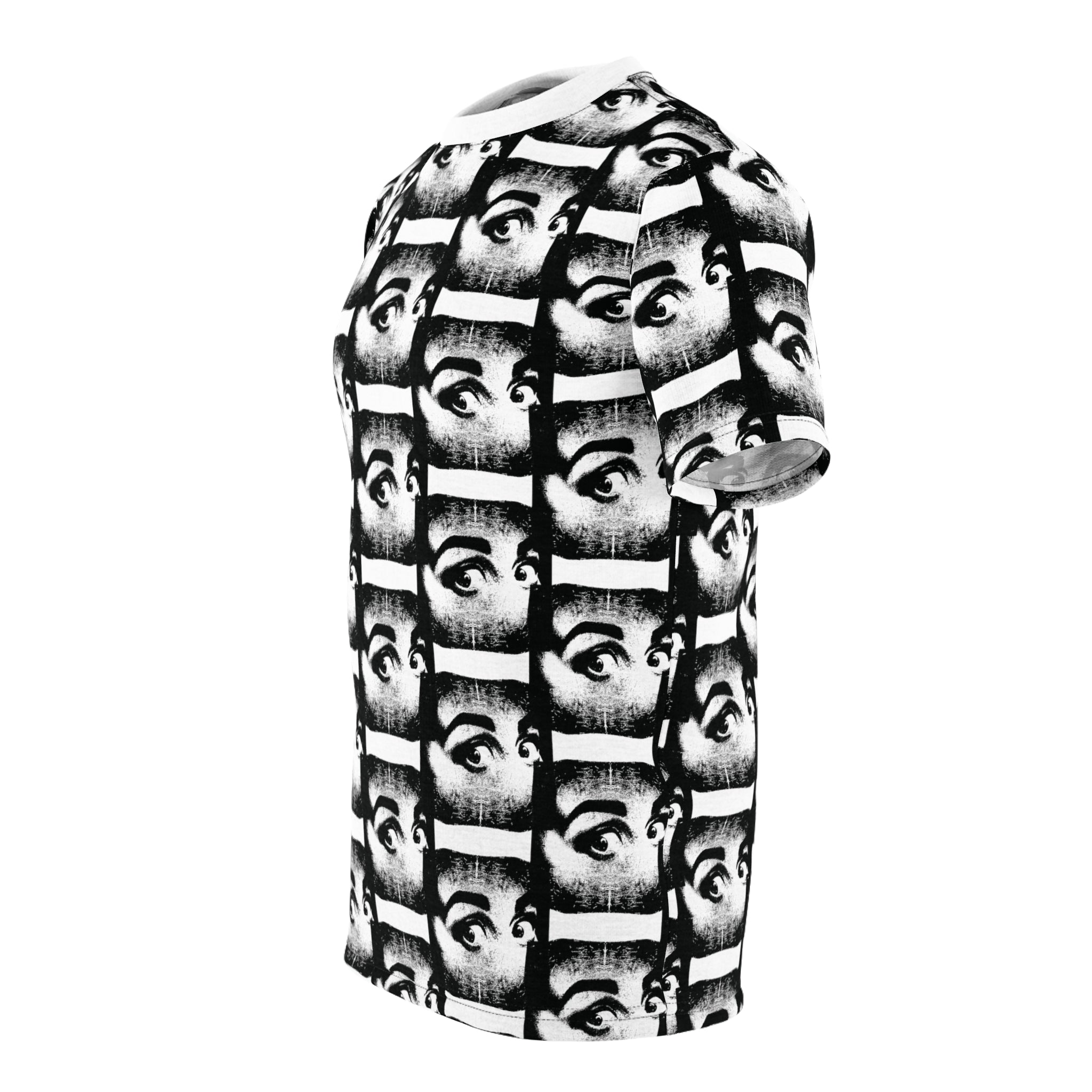 Retro Eyes All-Over Print T-Shirt In Black & White - Stand Out in Style - Abstract Shirt, Artsy Tee, Geometric Top, Modern Art, Artistic Gift, Casual Streetwear, Aesthetic Clothing, Men's style