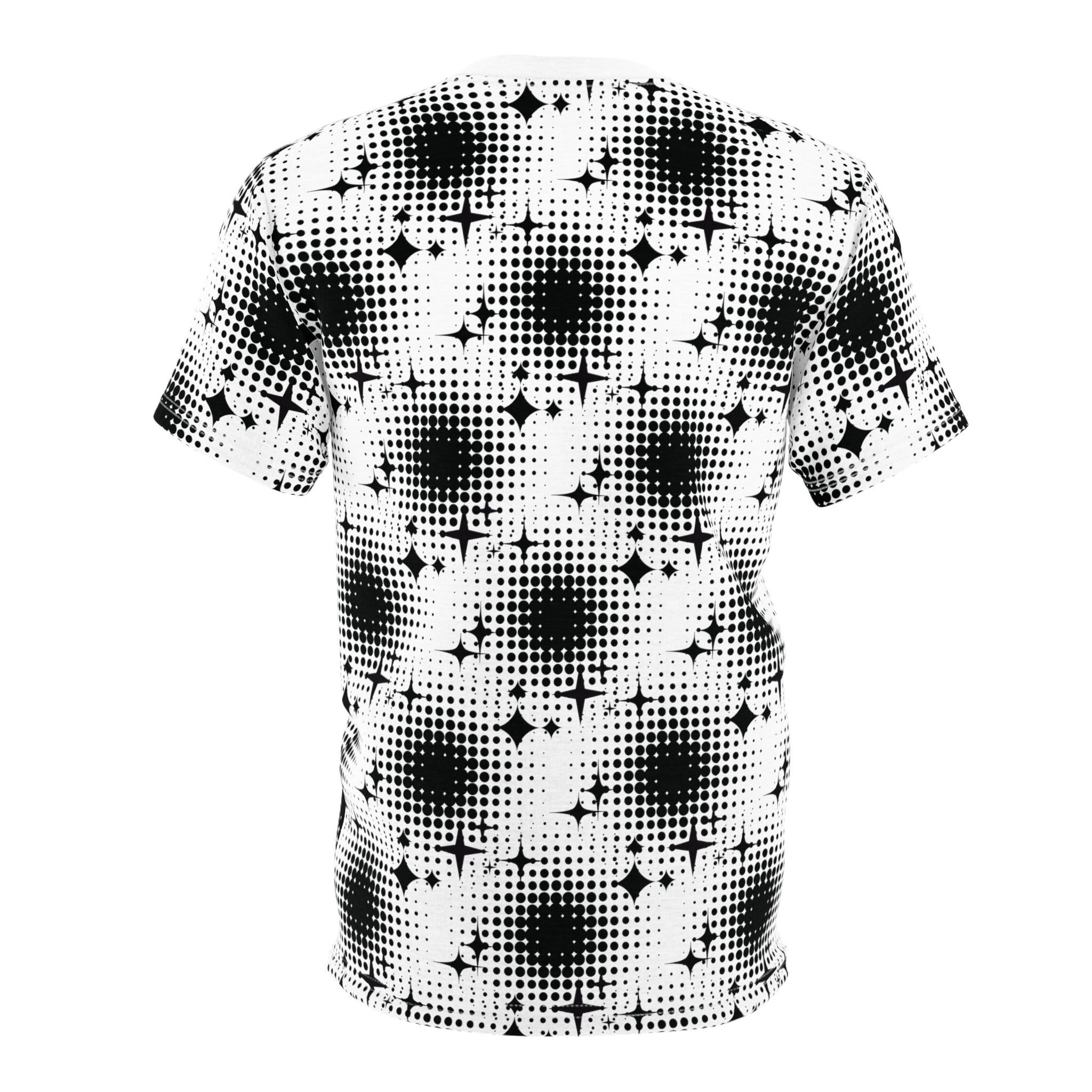 Mid-Century Modern All-Over Print T-Shirt in black and white dots - Stand Out in Style - Abstract Shirt, Artsy Tee, Geometric Top, Modern Art, Artistic Gift, Casual Streetwear, Aesthetic Clothing, Men's style