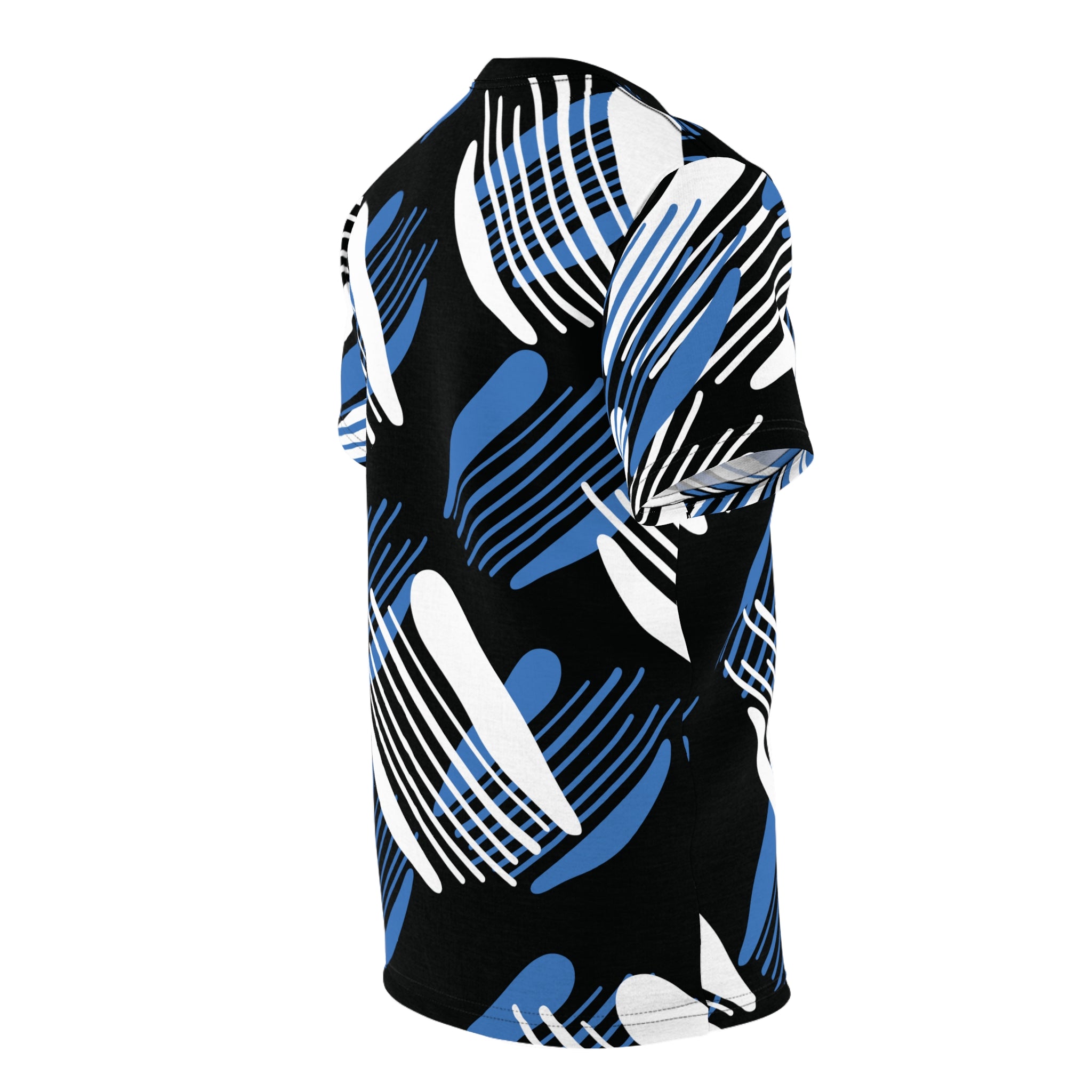 Bold Abstract Shapes All-Over Print T-Shirt in Black, Blue, White